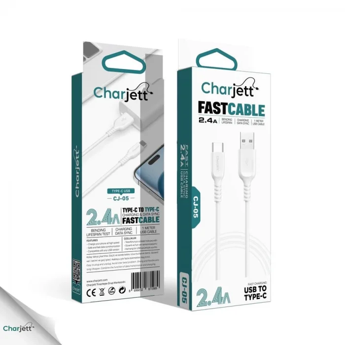Charjett USB-C Veri ve Şarj Kablosu – 1 m