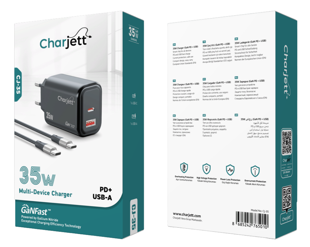 Charjett CJ-35 GaNFast™ 35W Şarj Kiti